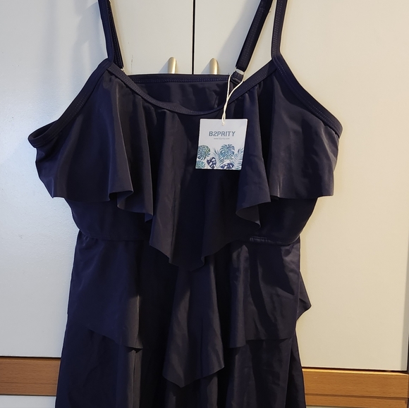 NWT B2PRITY- XL Tummy Control Tankini Swimsuit Top. Deep Blue,Adjustable Strap's - Picture 5 of 12